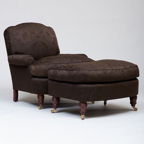 Contemporary Upholstered Club Chair and Matching Ottoman