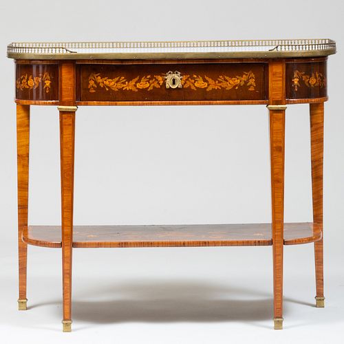 Louis XVI Style Brass-Mounted Tulipwood and Walnut Marquetry Console Desserte