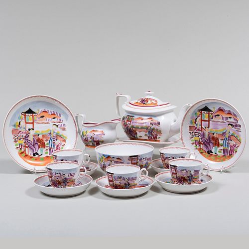 New Hall Porcelain Chinoiserie Part Tea Service