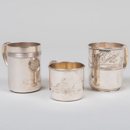 Set of Three Silver Childs' Mugs