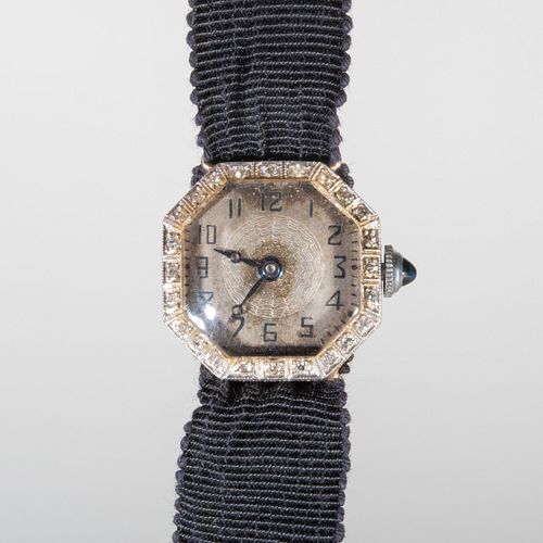 14k White Gold and Diamond Wristwatch