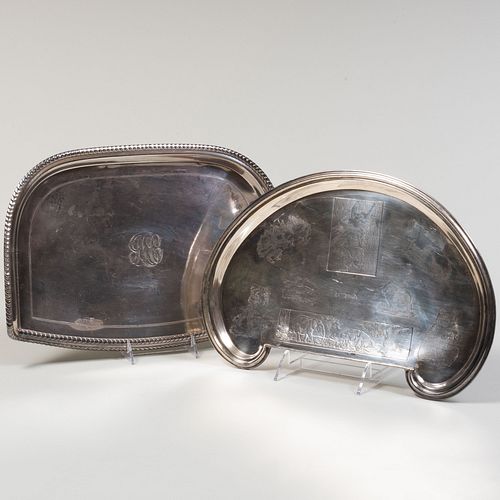 Two Silver Plate Highchair Trays