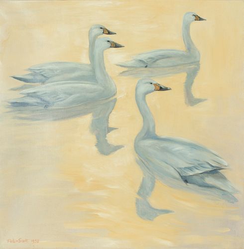 Peter Markham Scott (British, 1909-1989), Whooper Swans
