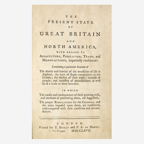 [Americana] (Mitchell, John) The Present State of Great Britain and North America, with Regard to Agriculture, Population, Trade, and Manufactures...