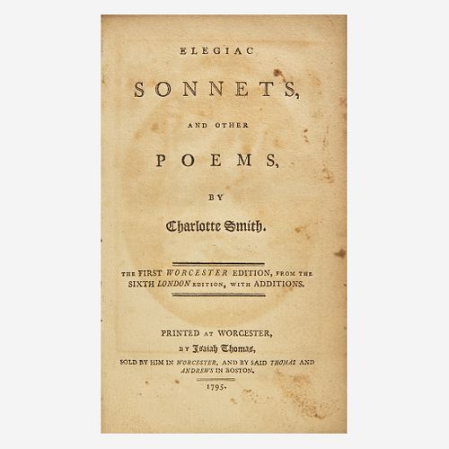 [Americana] [Thomas, Isaiah] Smith, Charlotte Elegiac Sonnets, and Other Poems