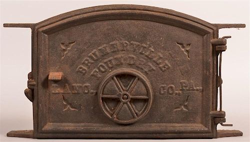 19th C. Cast Iron Stove Plate Brunerville Foundry
