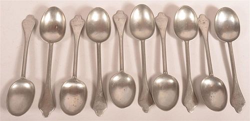 18th C. Pewter Rat Tail Bowl Back Spoons