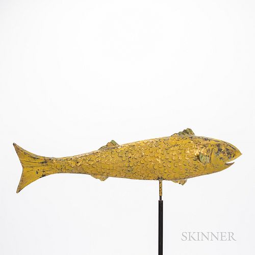 Yellow-painted Sheet Copper Codfish Weathervane