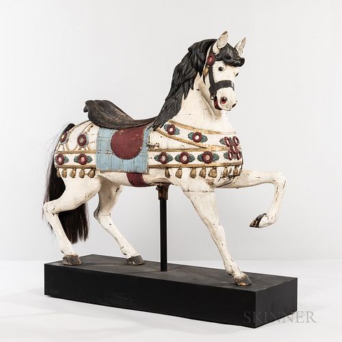 Large Carved and Painted Prancer Carousel Horse