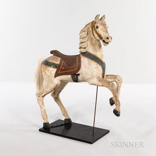 Small Carved and Painted Carousel Jumper Horse Figure