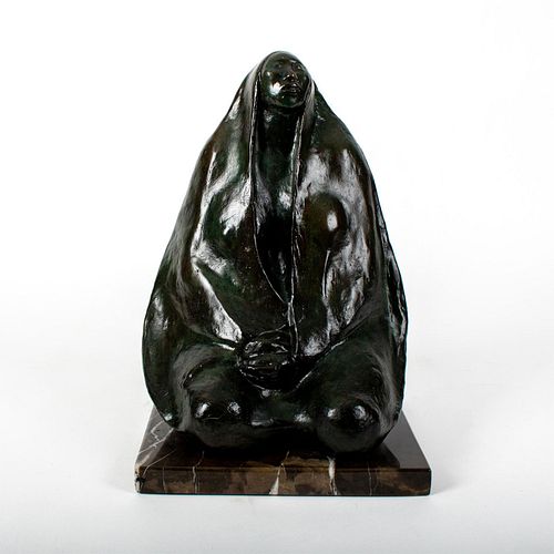 Jose Luis Cuevas (Mexican 1934-2017) Signed Bronze Sculpture, Mujer Sentada