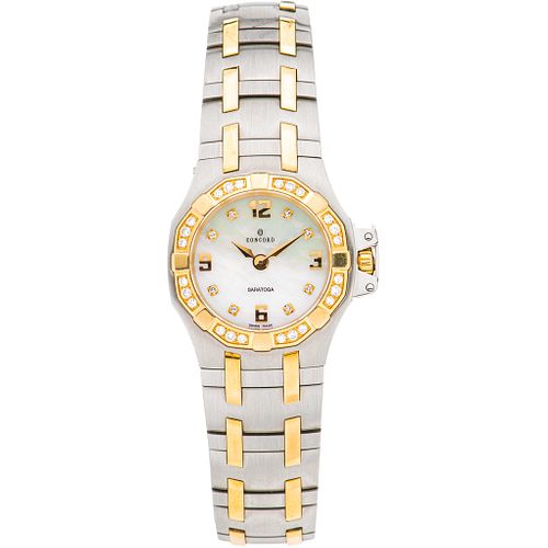 CONCORD SARATOGA LADY WATCH WITH DIAMONDS IN STEEL AND 18K YELLOW GOLD REF. 16.25.1833 S Movement: quartz | RELOJ CONCORD SARATOGA LADY CON DIAMANTES 