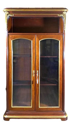 Fine Art Nouveau Mahogany and Gilt Bronze Display Cabinet 