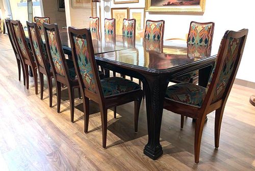 Louis Majorelle Mahogany Dining Table and Chairs