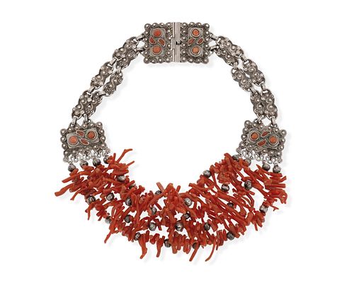 A Matl silver and coral necklace