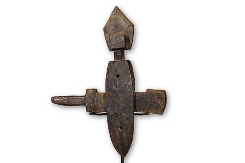 Cleanly Carved Dogon Figural Door Lock 19" – Mali