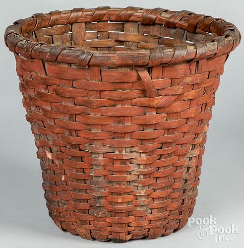 Red painted split oak basket, 19th c.
