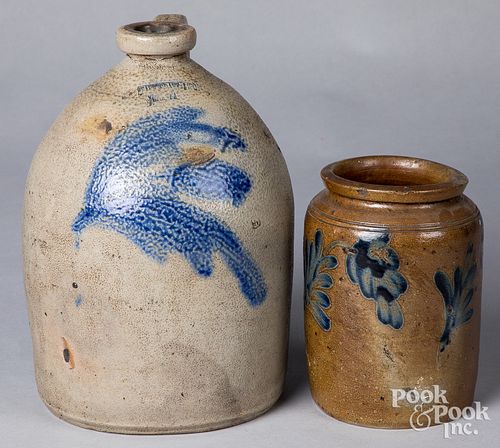Pennsylvania stoneware jug and crock, 19th c.