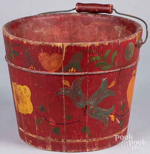 Folk Art painted bucket, early 20th c.