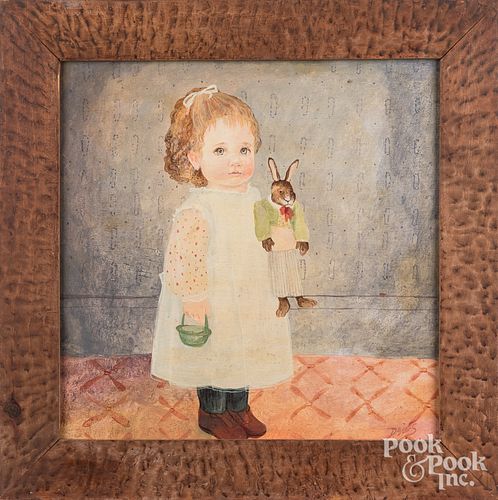 Jeanne Davies, oil on board portrait