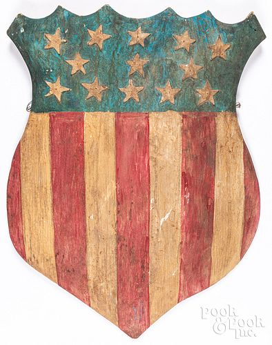 Painted patriotic American shield plaque, 20th c.