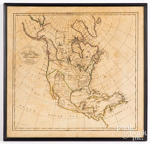 Early map of North America, by Bower