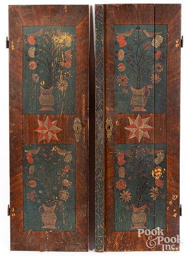 Pair of Continental painted armoire doors