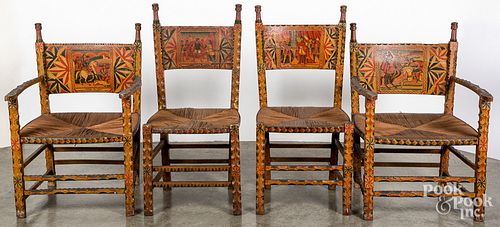 Four Italian painted chairs, late 19th c.