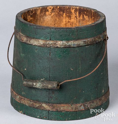 Small green painted bucket, 19th c.