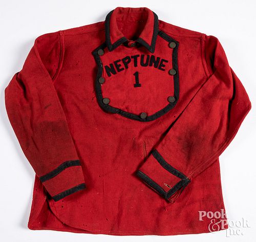 Wool Neptune 1 fireman's bib shirt, ca. 1900