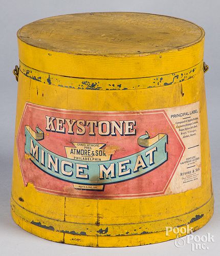 Keystone Mince Meat advertising firkin, ca. 1900