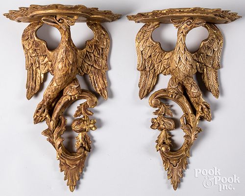 Pair of contemporary resin eagle wall shelves
