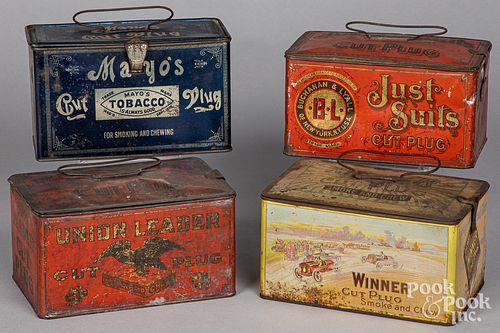 Four tin lithograph tobacco tins