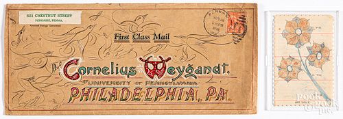 Pen and ink calligraphy envelope, dated 1940