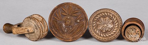Three carved butterprints, 19th c.