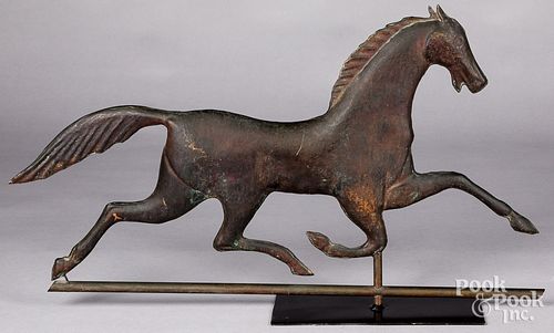 Swell body copper running horse weathervane