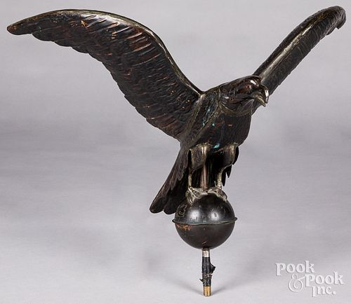 Swell body copper flying eagle weathervane