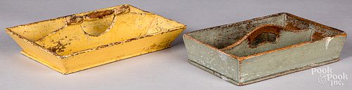 Two painted pine utensil trays, 19th c.