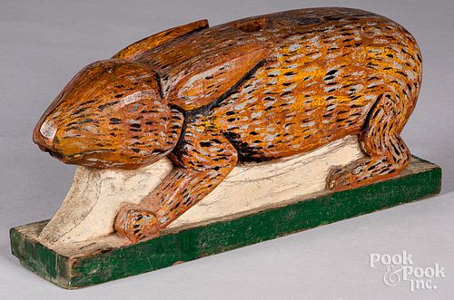 Carved and painted rabbit, 20th c.
