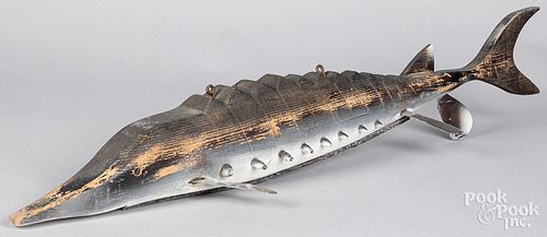 Carved and painted sturgeon fish trade sign