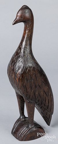 Carved and painted egret, 20th c.