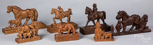 Seven John B. Hickman carved horse figures, 20th c