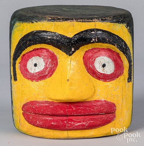 Folk art carved and painted head