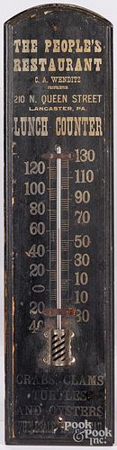 Wood advertising thermometer