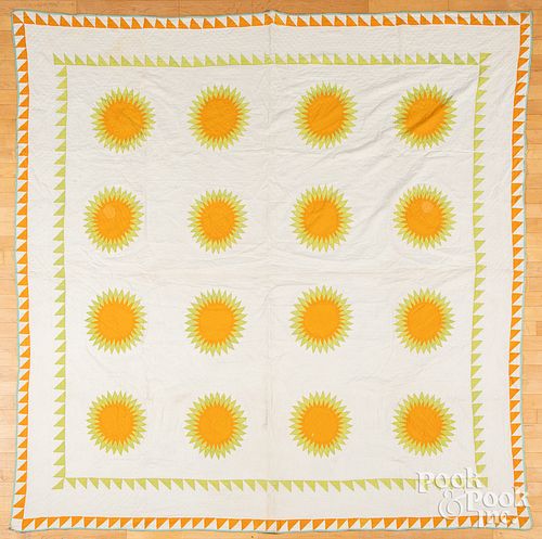 Pennsylvania patchwork sunflower quilt, 19th c.