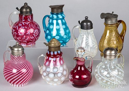 Victorian glass syrup bottles