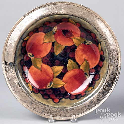 Sterling mounted Moorcroft pomegranate bowl