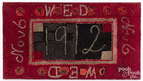 Hooked rug, dated 1912