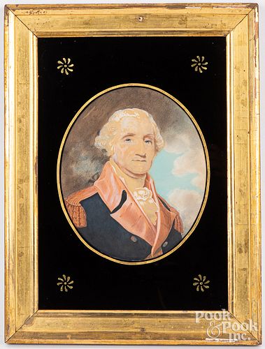 Two watercolor and gouache portraits of Washington