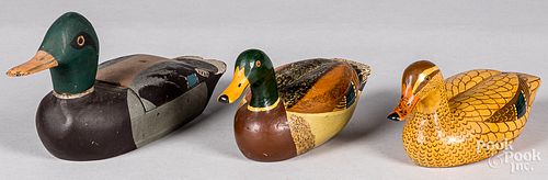 Pair of miniature painted mallard duck decoys